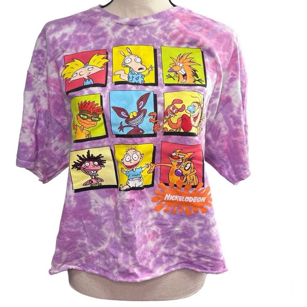 Nickelodeon 90s nick cartoon tie dye crop T-shirt